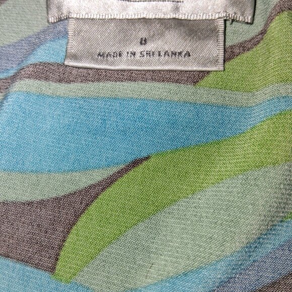 VAN HEUSEN Multicolor Cap Sleeves Dress V Neck Faux Wrap Bodice Size 8 Pre-loved - Picture 5 of 6